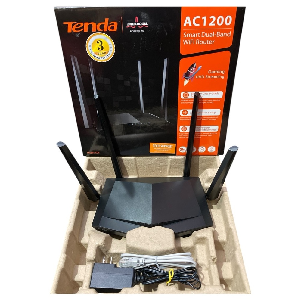 Tenda AC1200 Smart Dual-Band WiFi Router 4K UHD Streaming